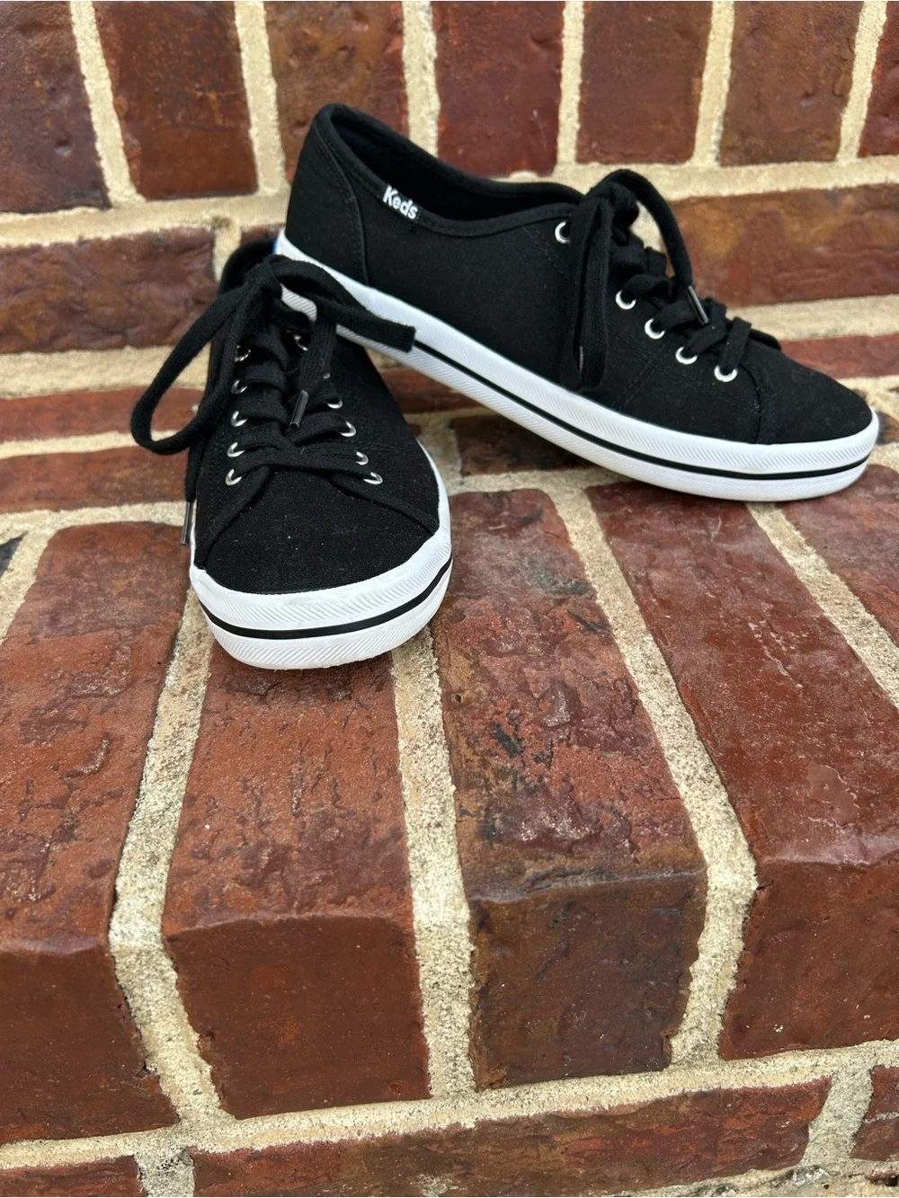 Keds Black Canvas Low-Top Lace-Up Sneakers